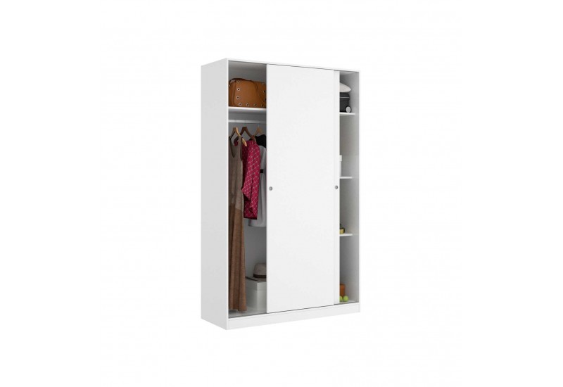 Armario puertas correderas barra + 3 estantes 180 cm blanco